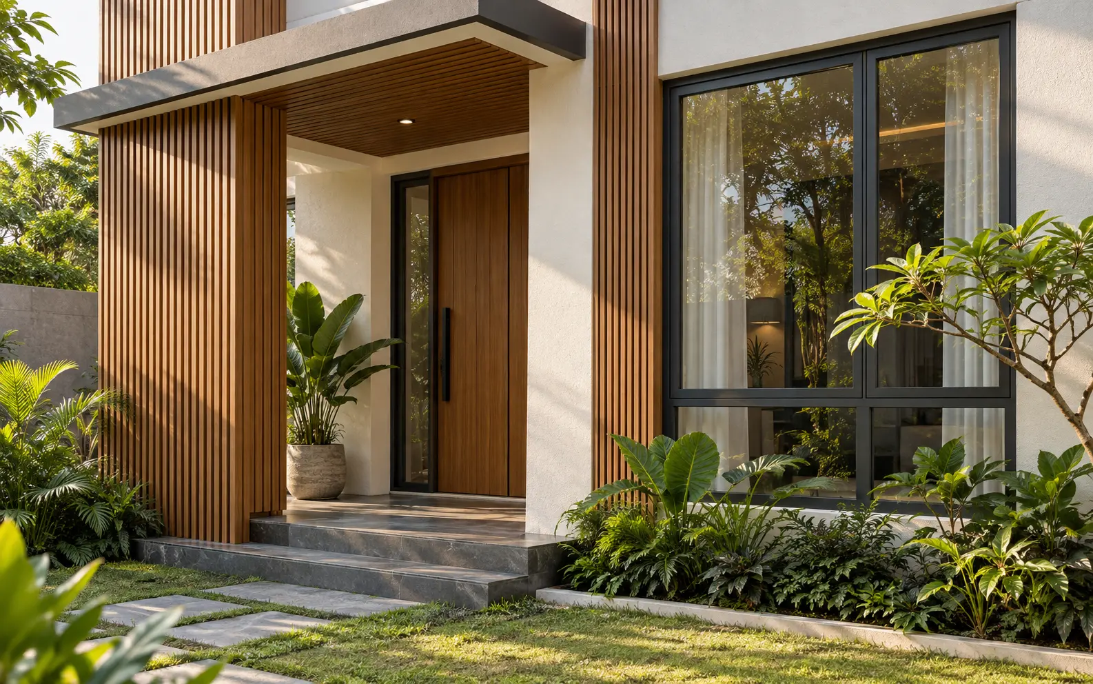 Ilustrasi konsep renovasi fasad rumah modern